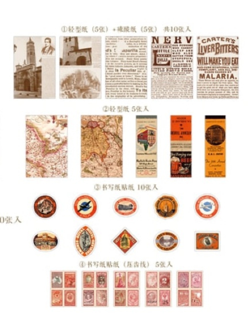 Vintage Style Junk Journal Ephemera Paper Sticker Pack Set Scrapbooking Collage - Picture 11 of 16